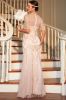 Sparkly Blush Sequined 1920s Flapper Dress with 20s Accessories sold by Zapaka
