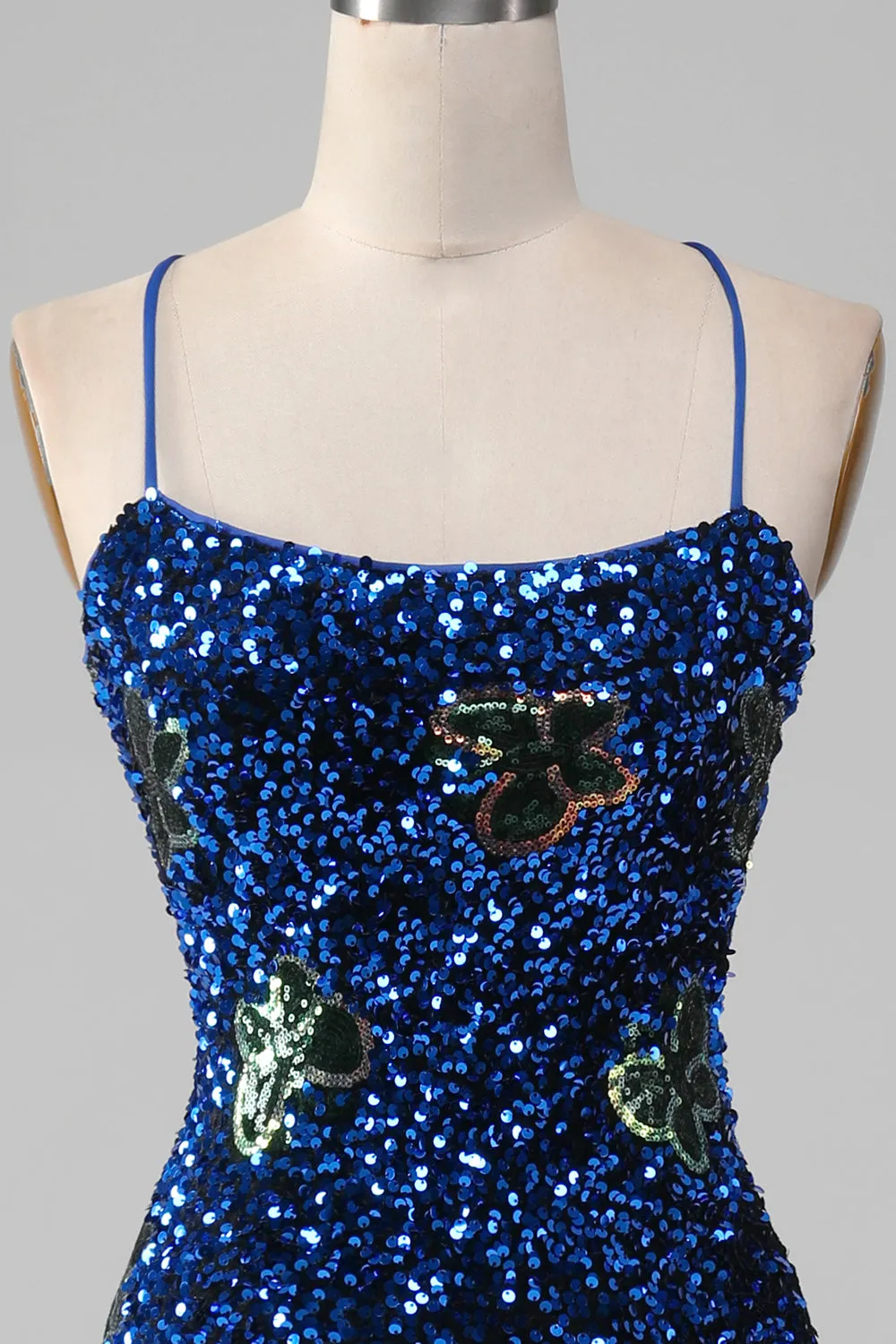 Royal Blue Mermaid Spaghetti Straps Sequins Prom Dress With Slit sold by Zapaka product image thumbnail 4