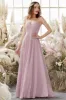 Blush Spaghetti Straps Chiffon Bridesmaid Dress sold by Zapaka