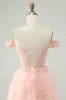 Blush A Line Off The Shoulder Corset Short Tulle Homecoming Dress sold by Zapaka