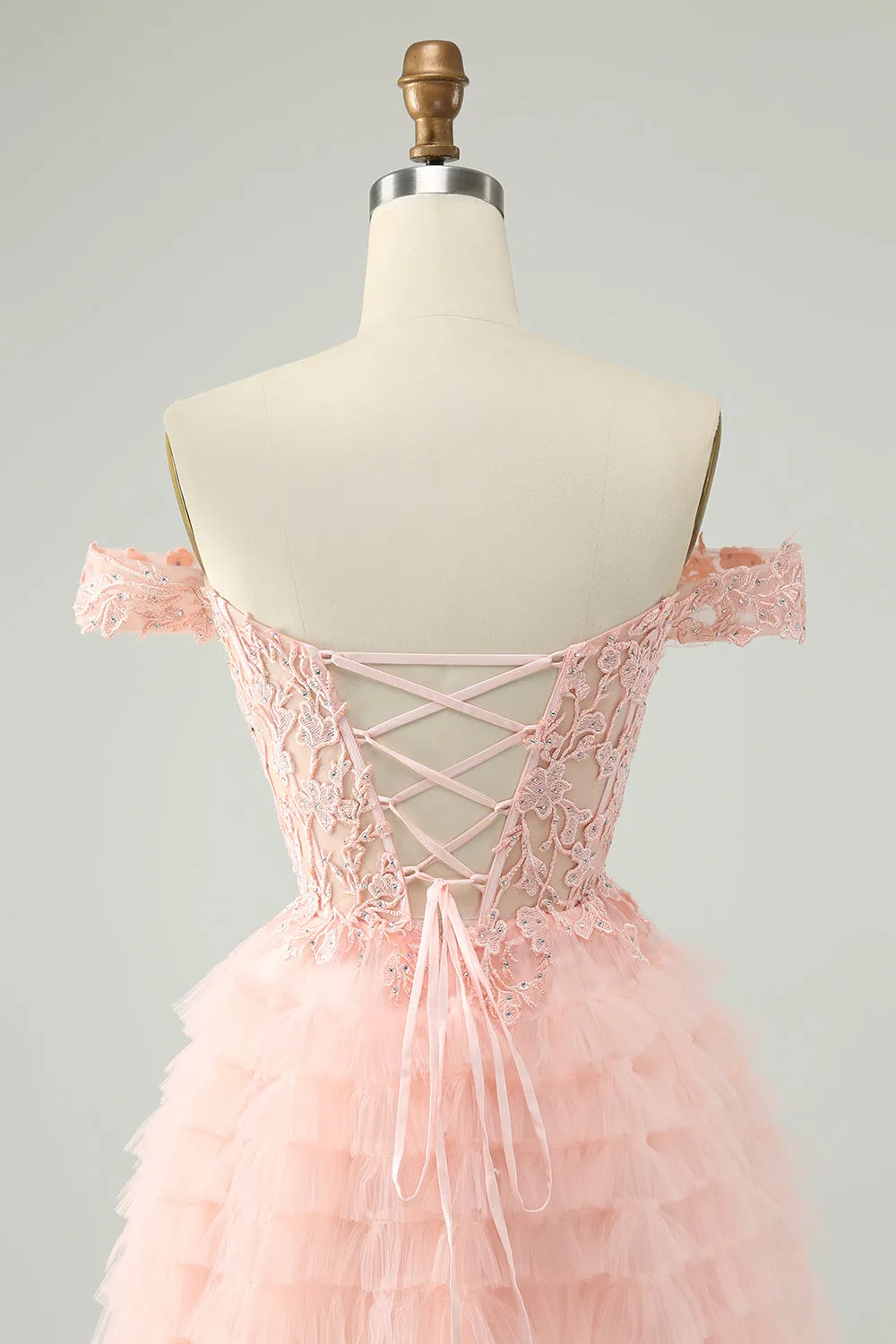 Blush A Line Off The Shoulder Corset Short Tulle Homecoming Dress sold by Zapaka product image thumbnail 5