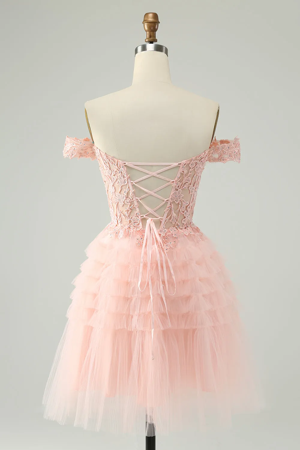 Blush A Line Off The Shoulder Corset Short Tulle Homecoming Dress sold by Zapaka product image thumbnail 2