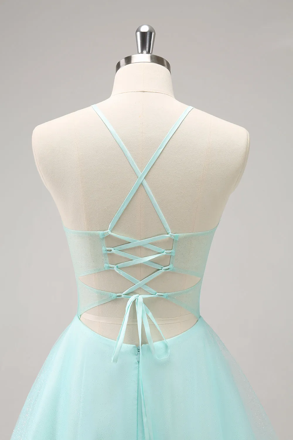 Green A Line Spaghetti Straps Corset Short Homecoming Dress sold by Zapaka product image thumbnail 5