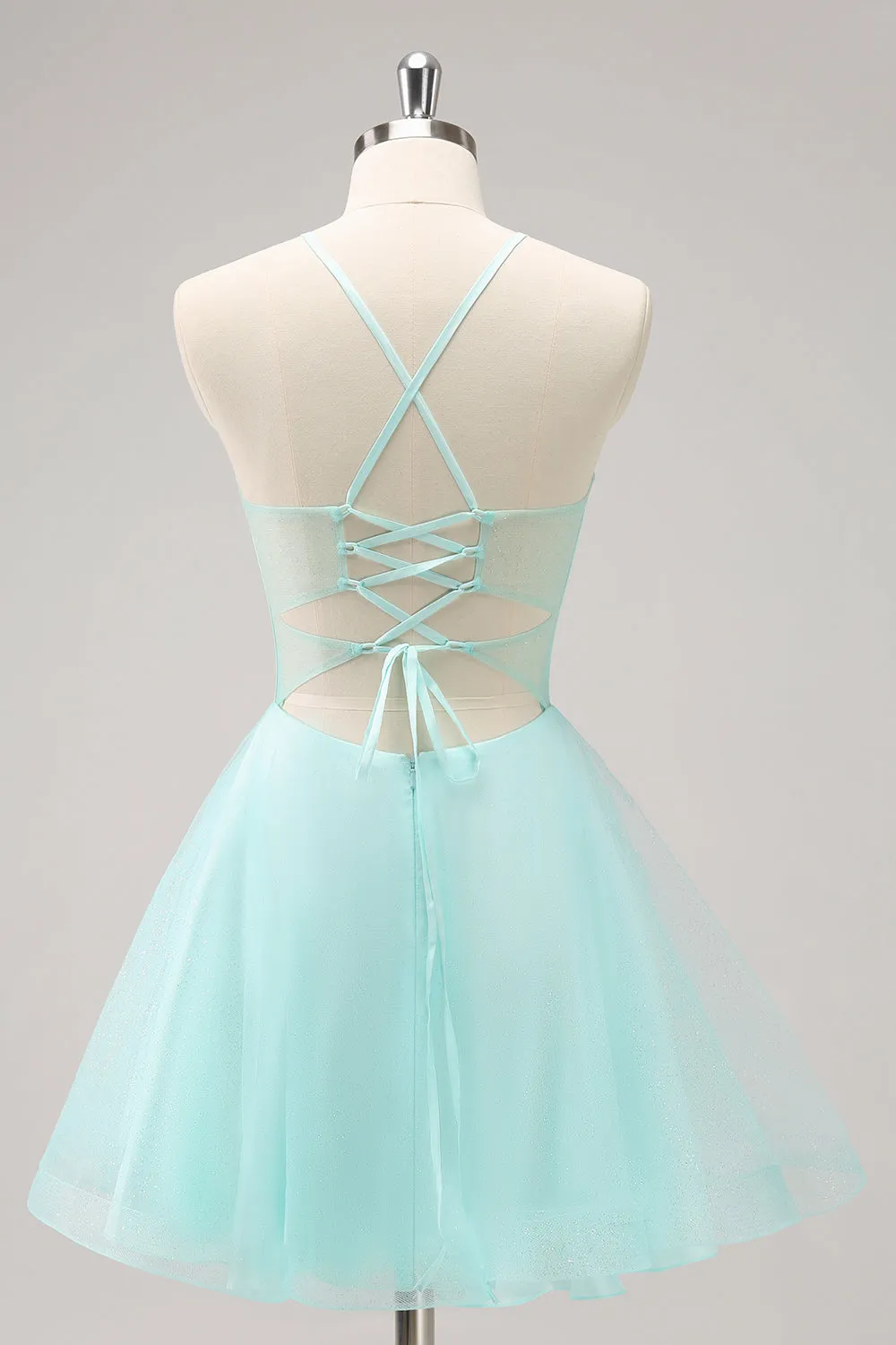 Green A Line Spaghetti Straps Corset Short Homecoming Dress sold by Zapaka product image thumbnail 2