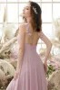 Blush Spaghetti Straps Chiffon Bridesmaid Dress sold by Zapaka