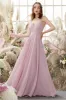 Blush Spaghetti Straps Chiffon Bridesmaid Dress sold by Zapaka