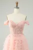 Blush A Line Off The Shoulder Corset Short Tulle Homecoming Dress sold by Zapaka