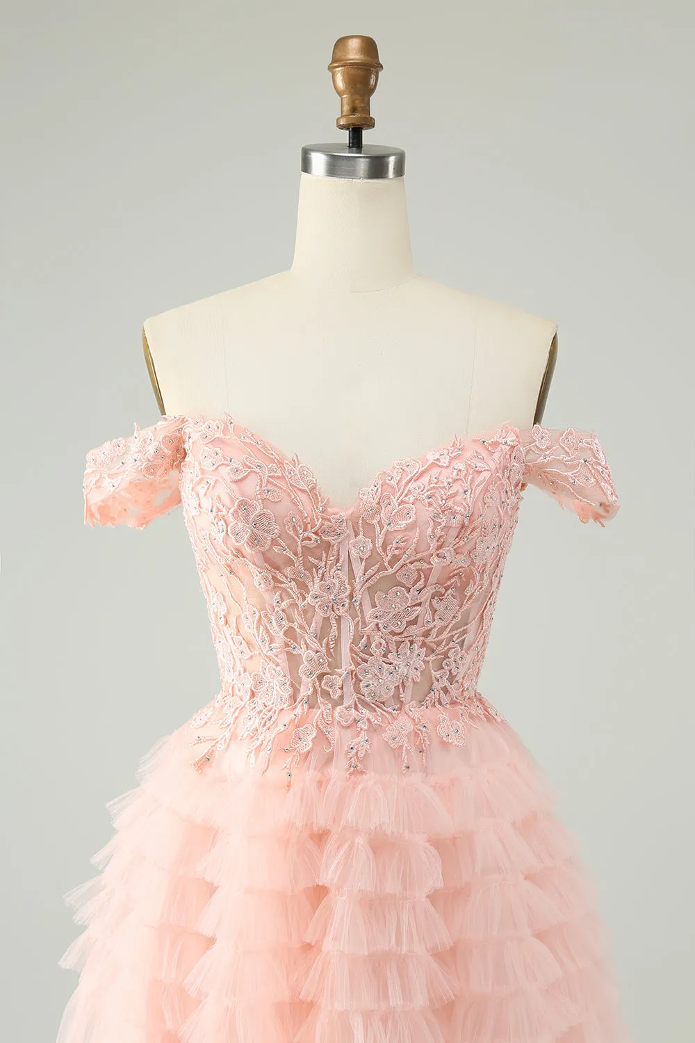 Blush A Line Off The Shoulder Corset Short Tulle Homecoming Dress sold by Zapaka product image thumbnail 4