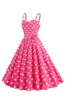 Pink Spaghetti Straps Polka Dots 1950s Dress With Bowknot sold by Zapaka