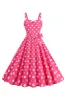 Pink Spaghetti Straps Polka Dots 1950s Dress With Bowknot sold by Zapaka