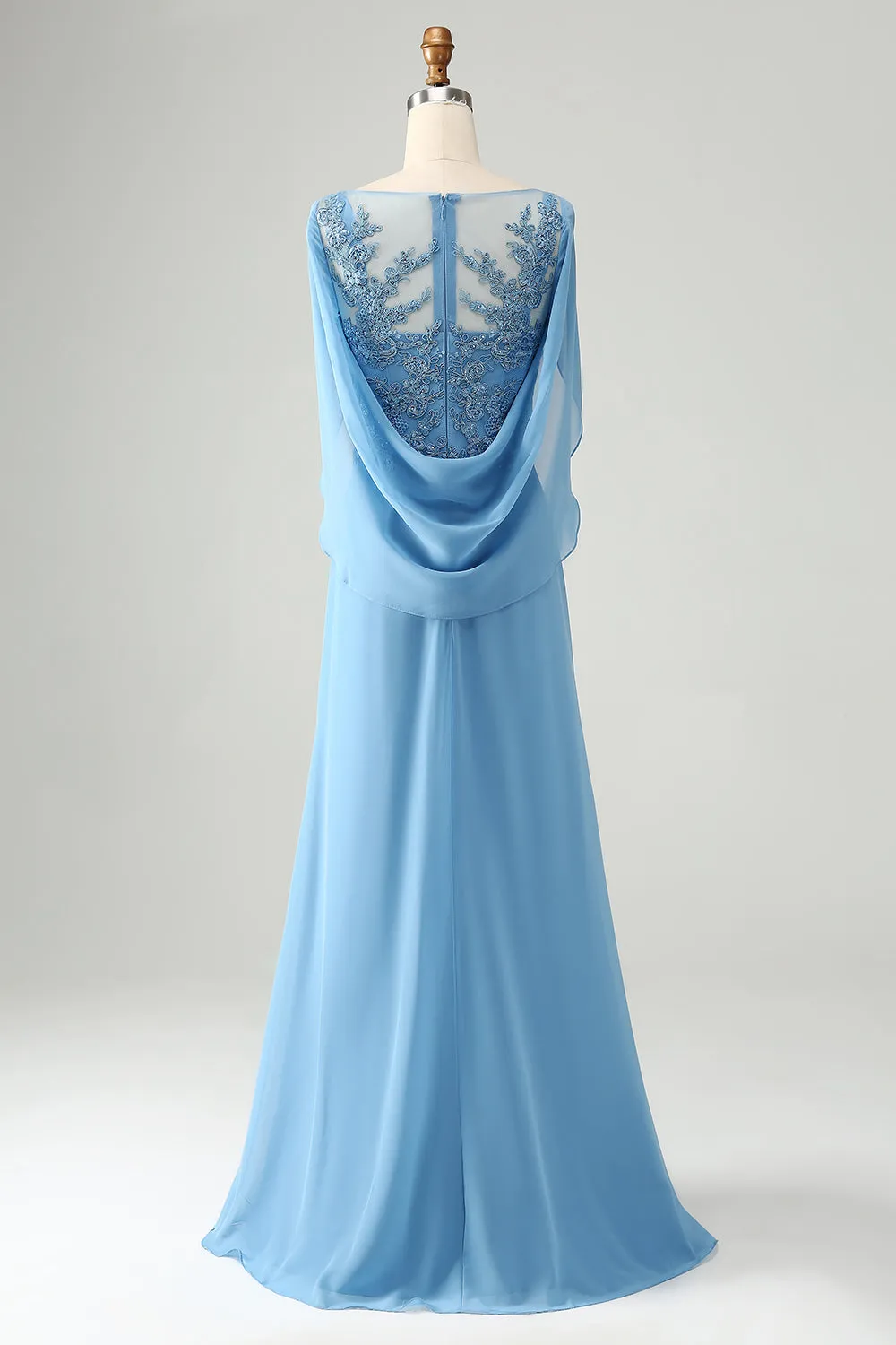 Saprkly Blue Mermaid Beaded Appliques Mother of Bride Dress with Shawl sold by Zapaka product image thumbnail 2