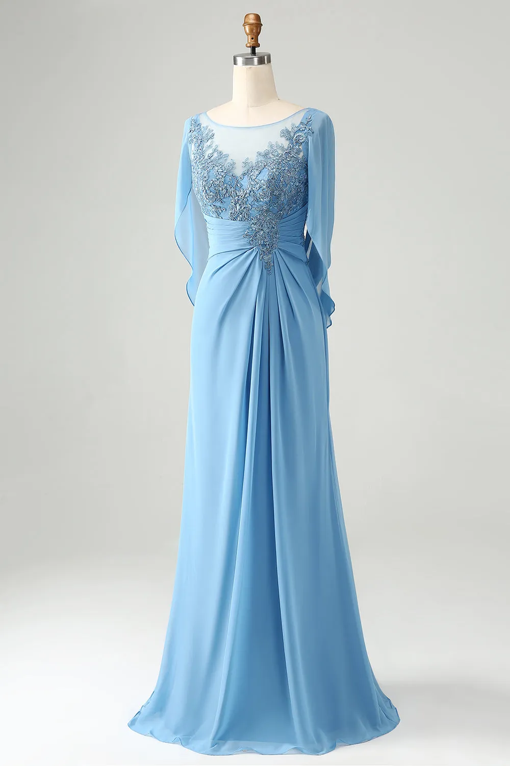 Saprkly Blue Mermaid Beaded Appliques Mother of Bride Dress with Shawl sold by Zapaka product image thumbnail 3