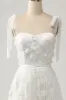 Ivory A-Line Spaghetti Straps Wedding Dress with Appliques sold by Zapaka