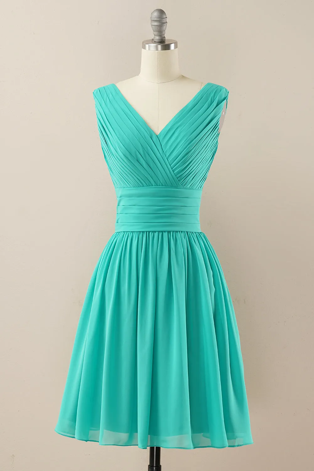 Green Chiffon Midi Bridesmaid Dress sold by Zapaka