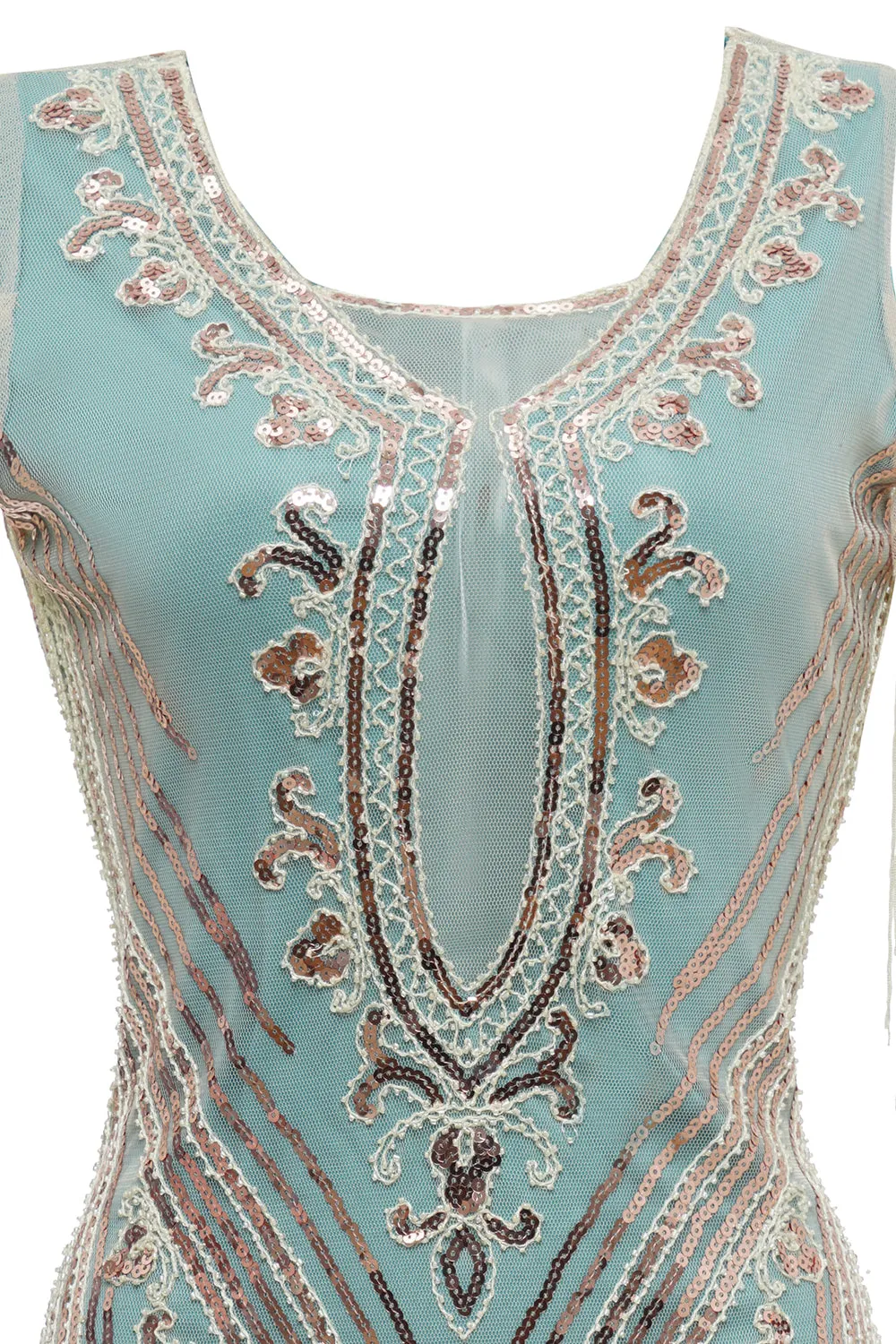 Green Sheath Off the Shoulder Sequins 1920s Dress With Tassels sold by Zapaka product image thumbnail 4