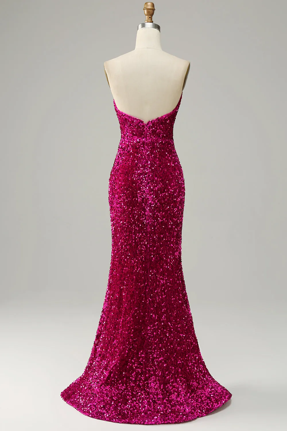 Hot Pink Strapless Sequin Long Prom Dress with Slit sold by Zapaka product image thumbnail 2