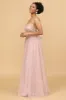 A Line Spaghetti Straps Blush Long Bridesmaid Dress sold by Zapaka