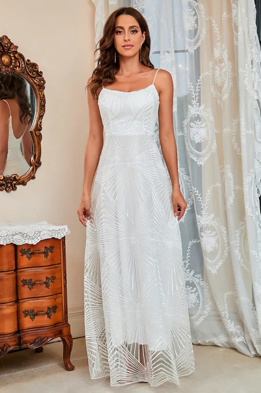 White Spaghetti Straps A Line Prom Dress sold by Zapaka