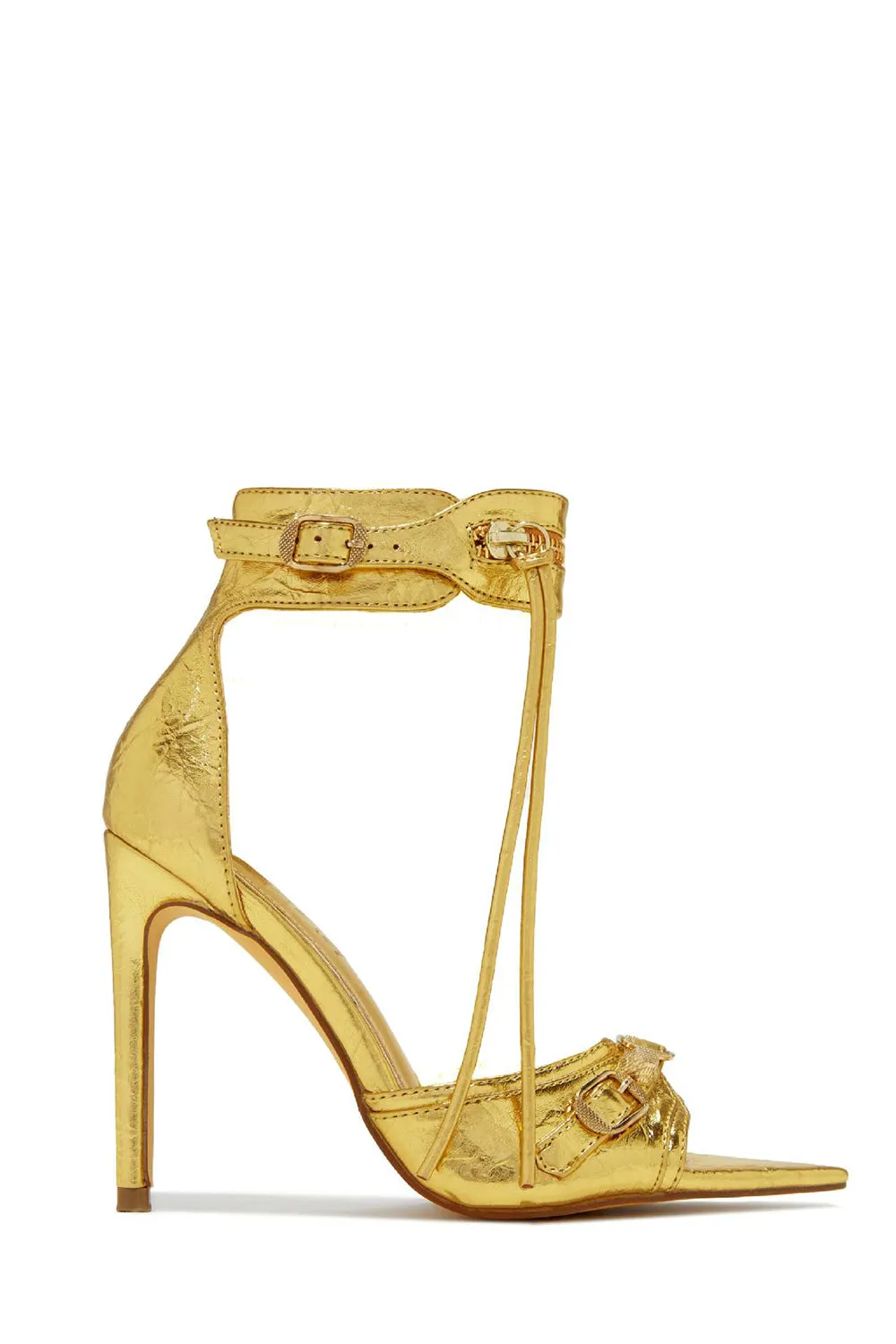 Golden Open Toe High Heel Sandals sold by Zapaka product image thumbnail 3