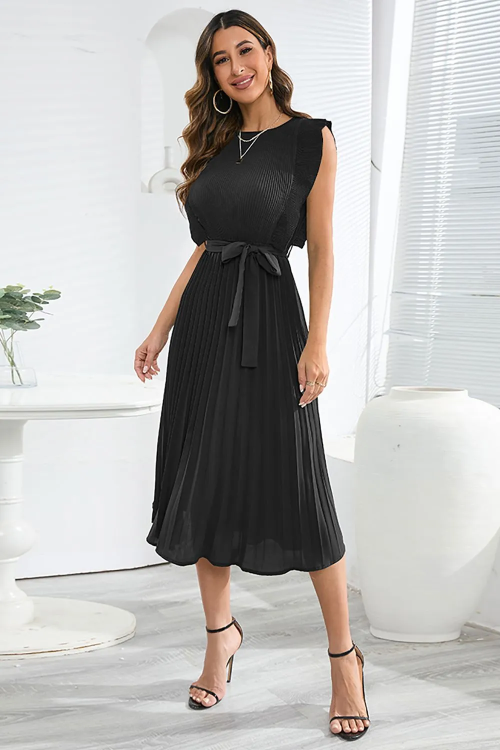 A-Line Sleeveless Black Casual Dress sold by Zapaka product image thumbnail 3