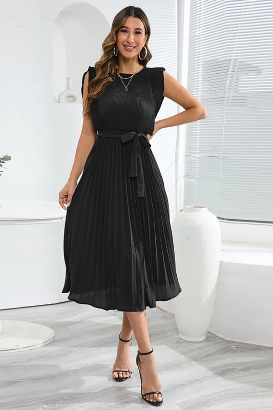 A-Line Sleeveless Black Casual Dress sold by Zapaka