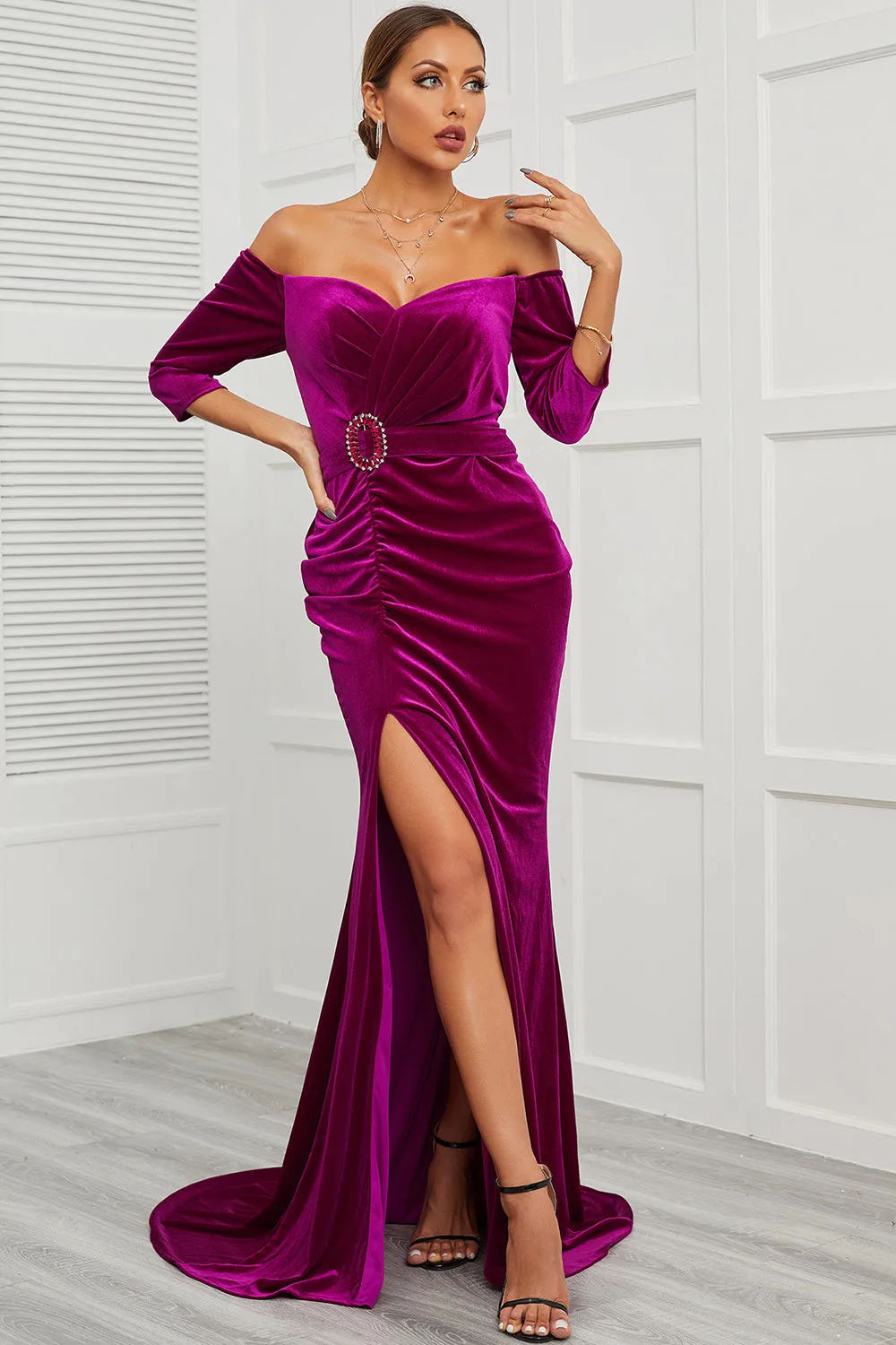 Mermaid Off the Shoulder Prom Dress with Split Front sold by Zapaka product image thumbnail 4