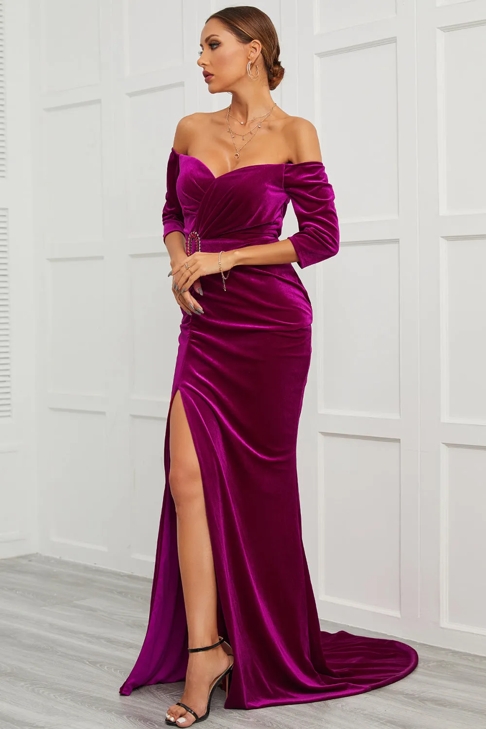 Mermaid Off the Shoulder Prom Dress with Split Front sold by Zapaka product image thumbnail 5