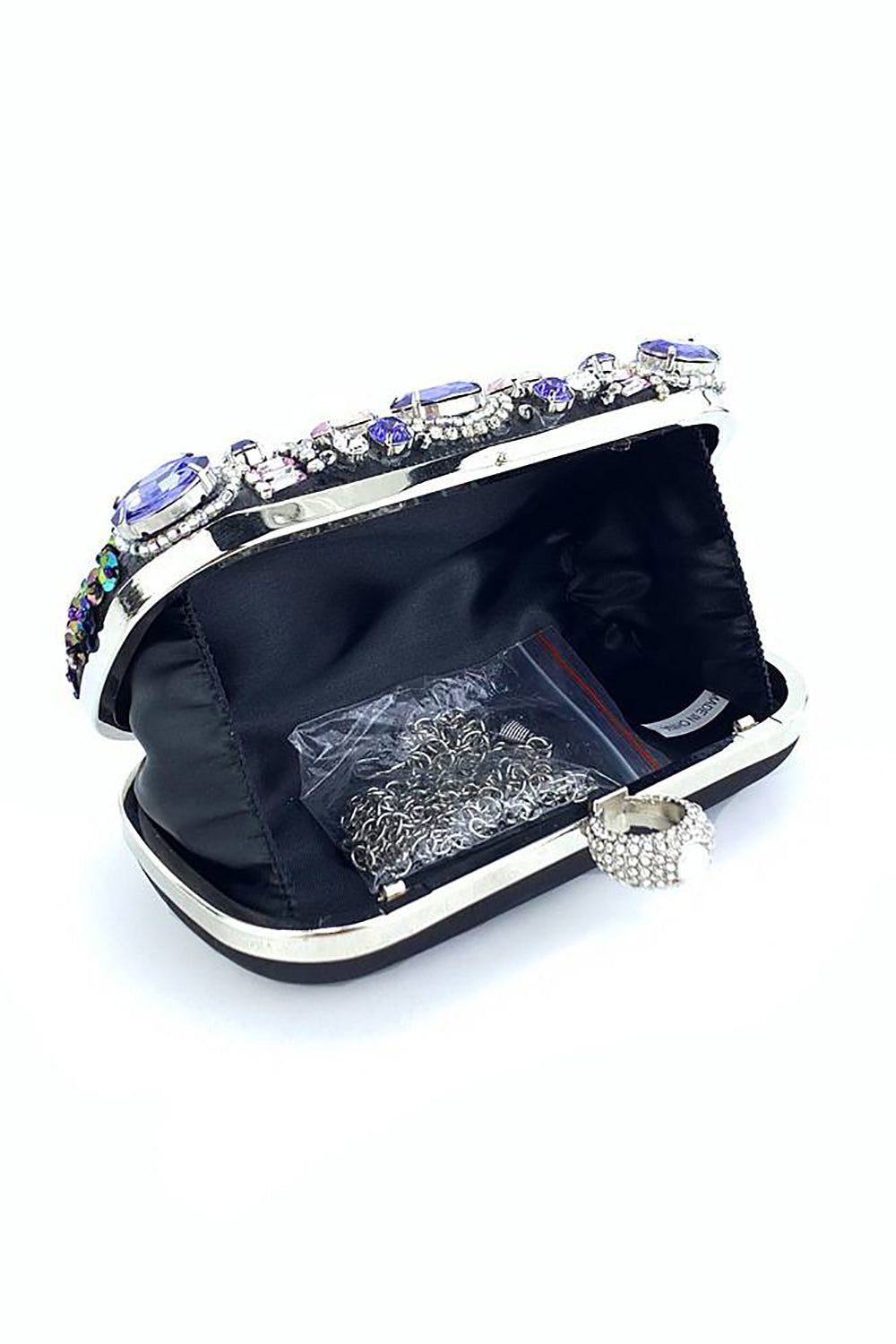 Black Rhinestone Sparkly Evening Party Handbag sold by Zapaka product image thumbnail 3