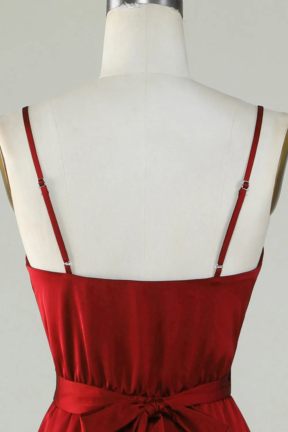 Spaghetti Straps Burgundy Bridesmaid Dress with Ruffles sold by Zapaka product image thumbnail 5