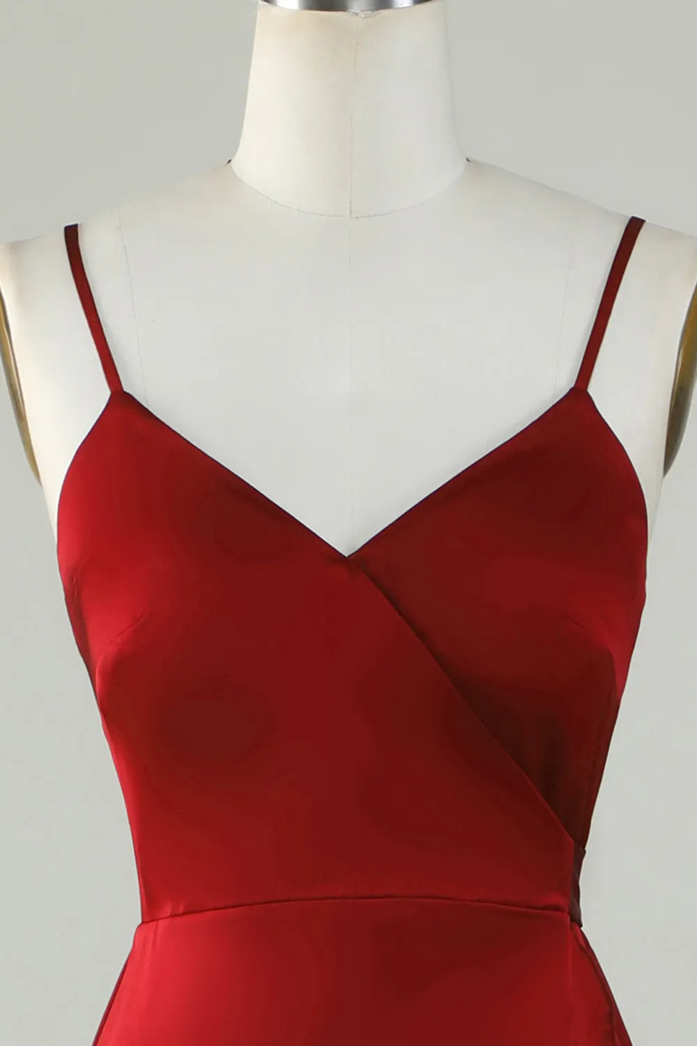 Spaghetti Straps Burgundy Bridesmaid Dress with Ruffles sold by Zapaka product image thumbnail 4