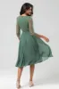 Keeper of My Heart A Line V-Neck Eucalyptus Bridesmaid Dress with Long Sleeves sold by Zapaka