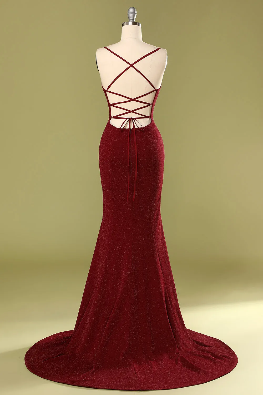 Burgundy V-neck Evening Dress sold by Zapaka product image thumbnail 2