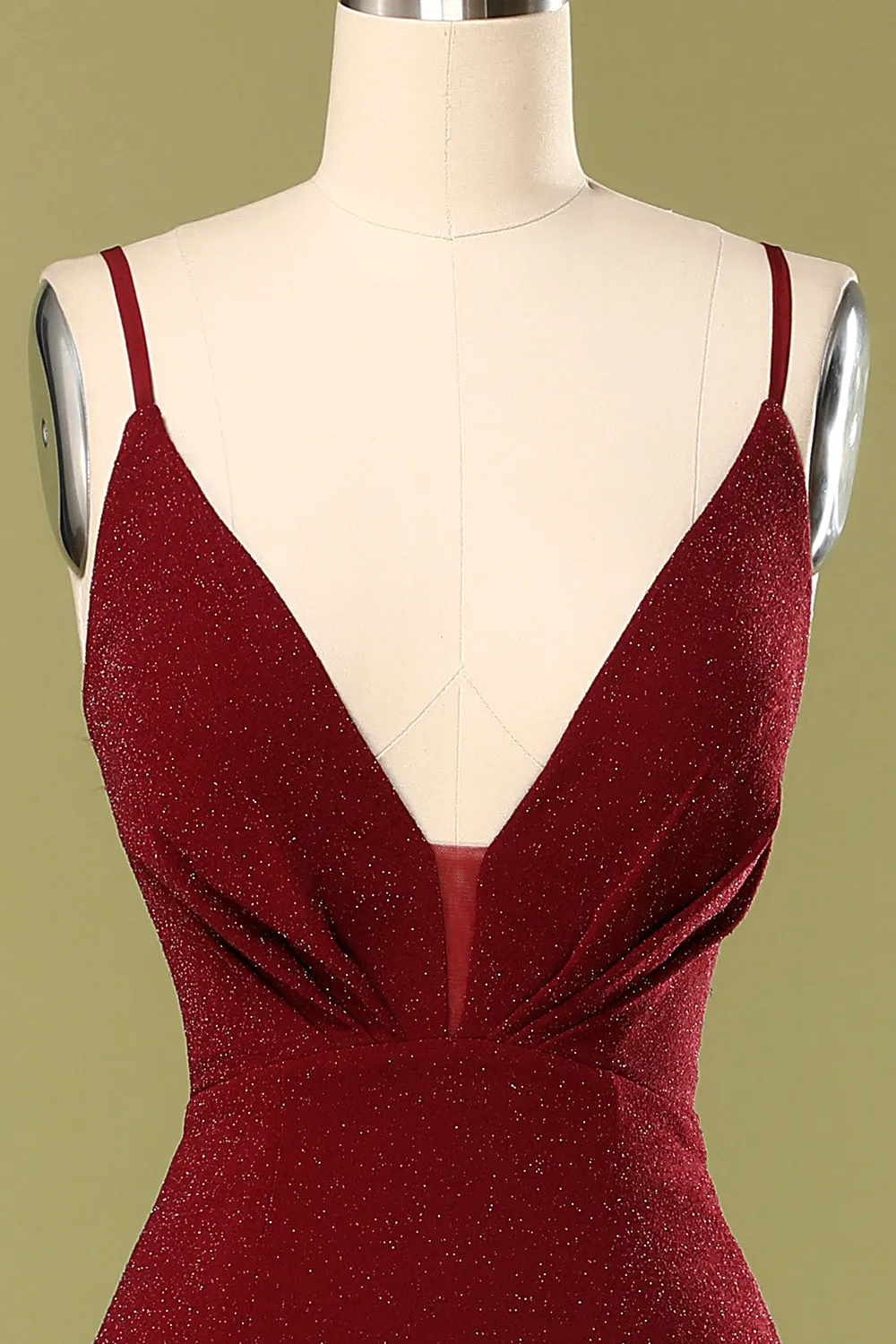 Burgundy V-neck Evening Dress sold by Zapaka product image thumbnail 5