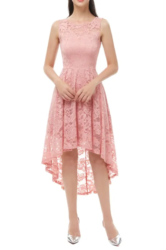 Pink High-low Lace Dress sold by Zapaka