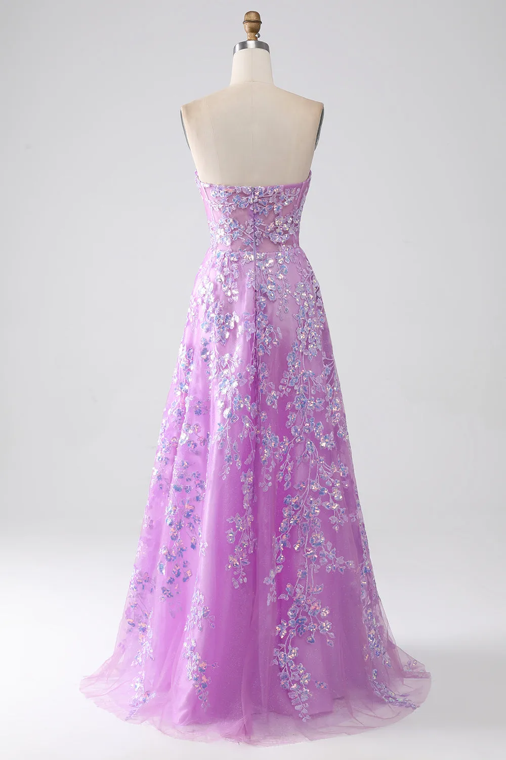 Purple A-Line Strapless Corset Prom Dress with Appliques sold by Zapaka product image thumbnail 2