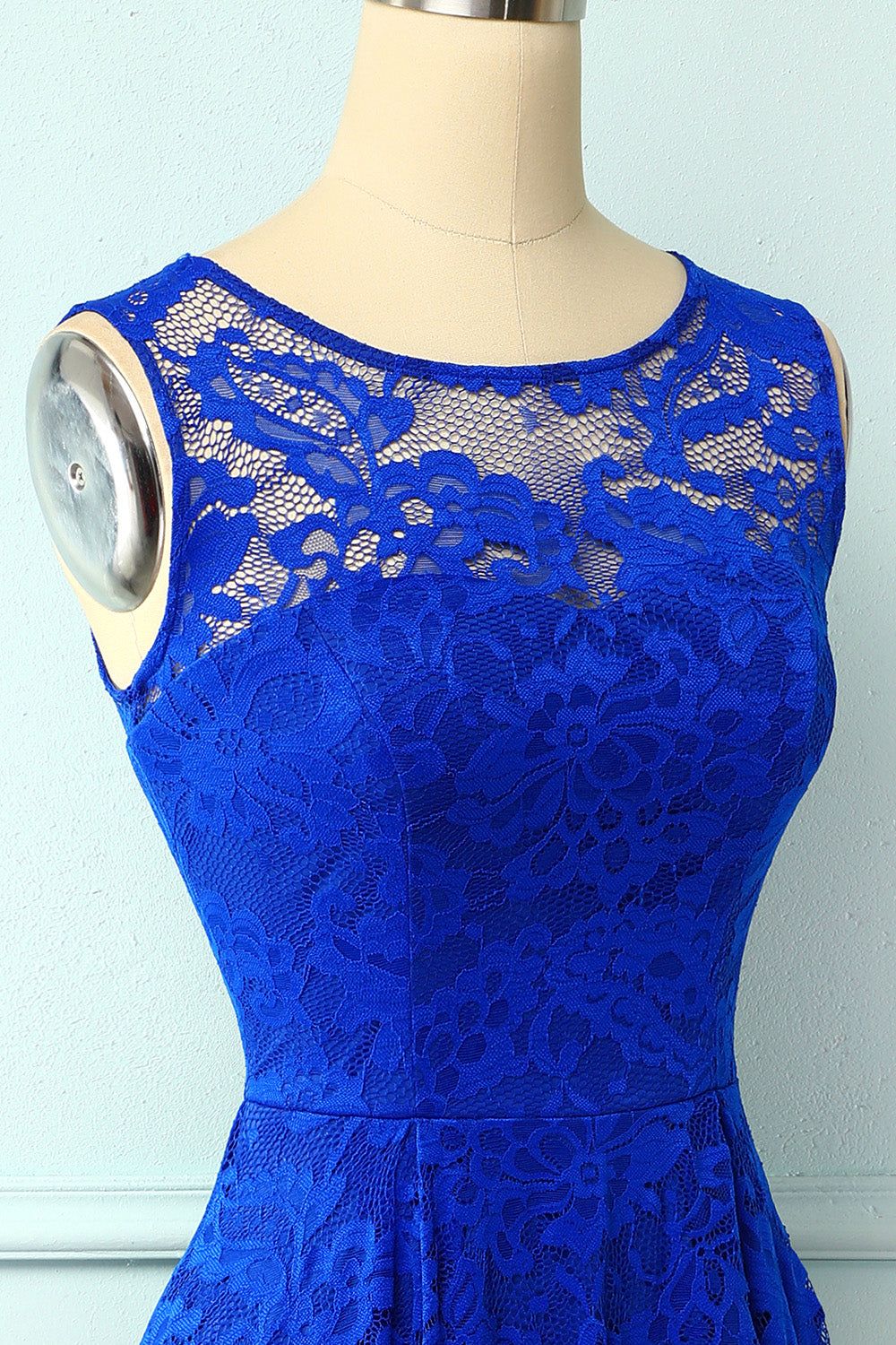 Blue High Low Lace Party Dress sold by Zapaka product image thumbnail 3