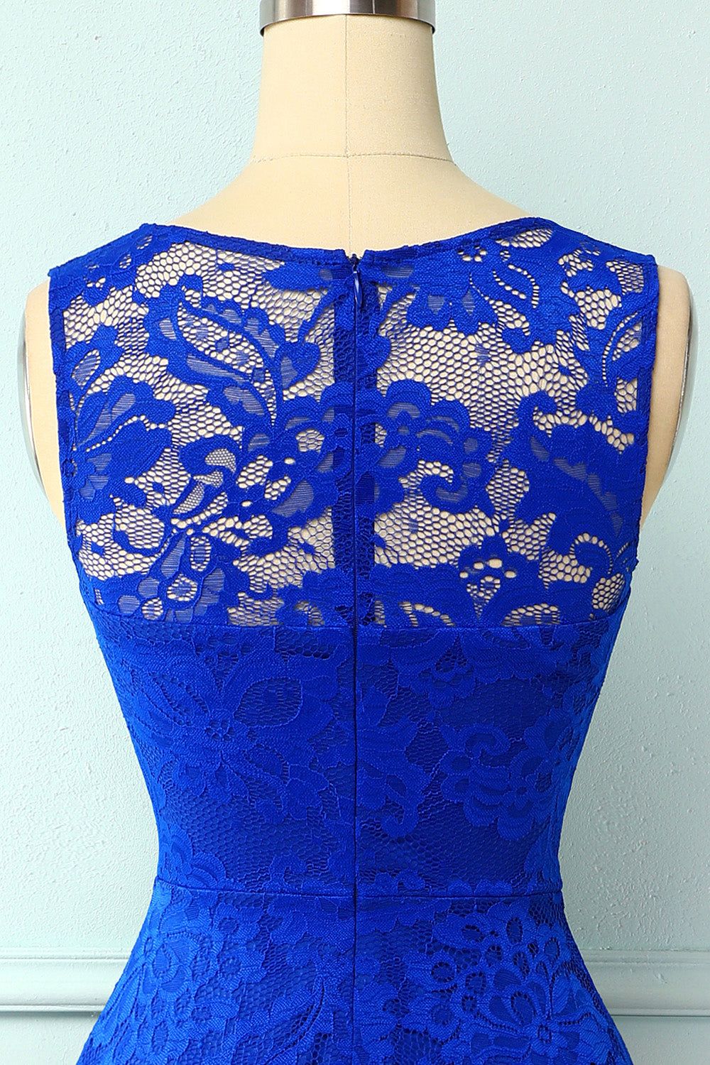 Blue High Low Lace Party Dress sold by Zapaka product image thumbnail 4