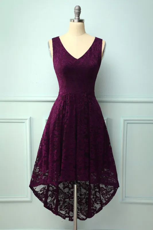 V-neck Lace Asymmetrical Dress sold by Zapaka