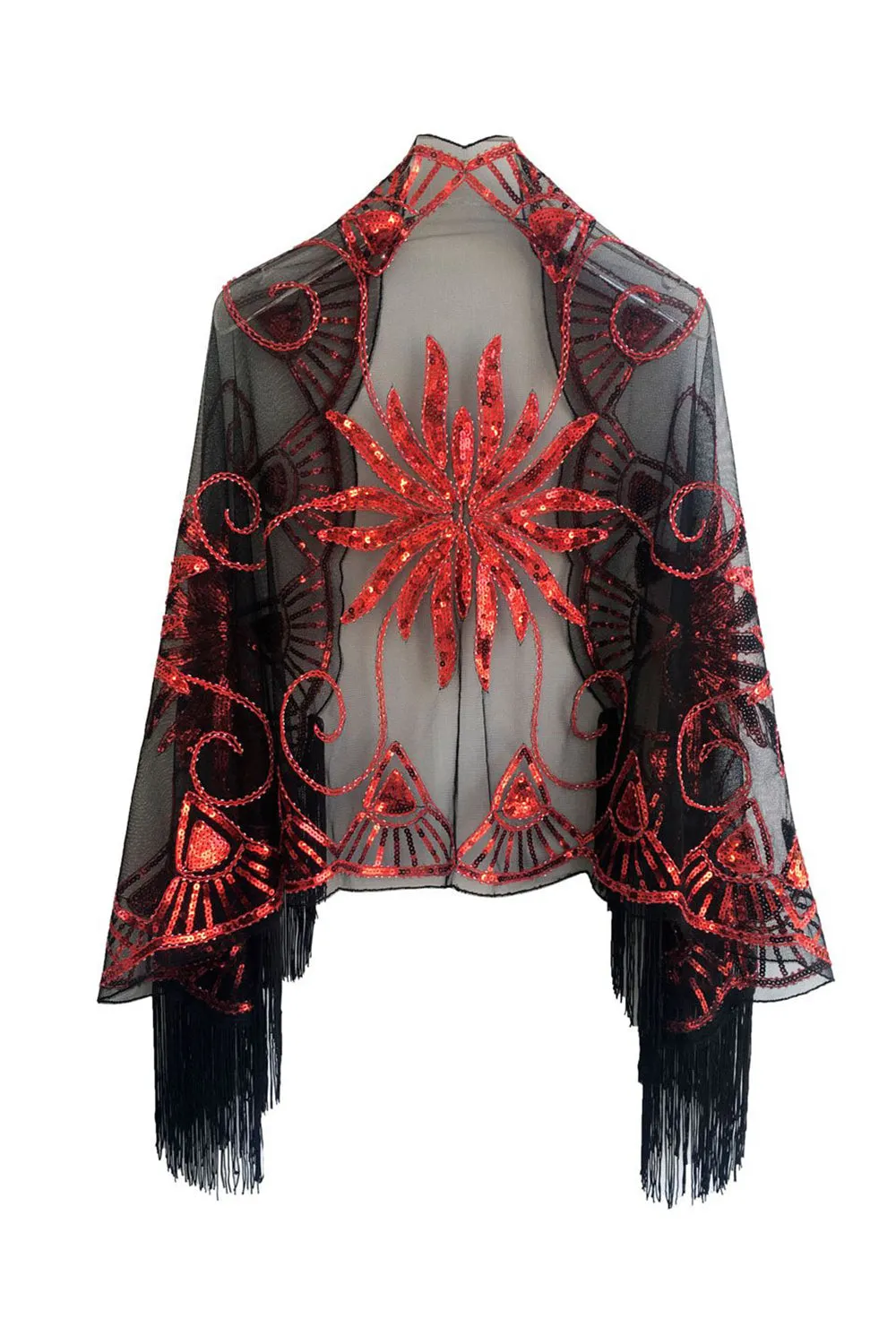 Black Golden Sequined 1920s Cape With Fringes sold by Zapaka product image thumbnail 4