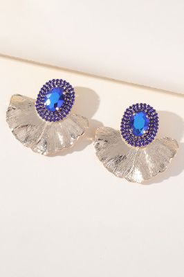 Oval Rhinestones Sparkly Floral Earrings sold by Zapaka