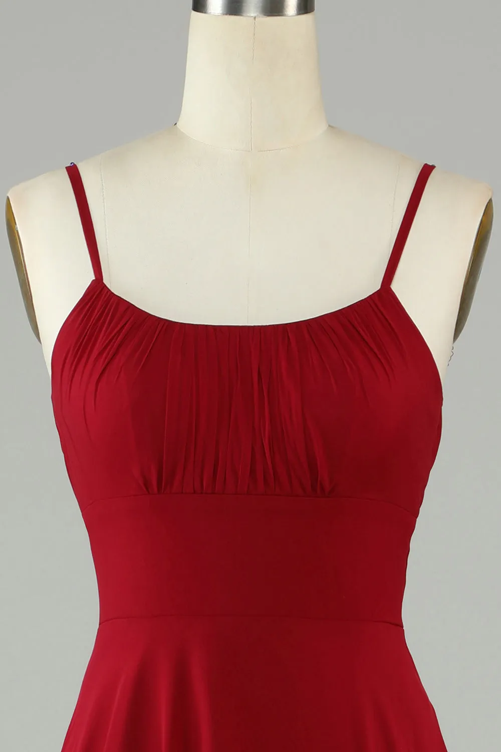 A-Line Spaghetti Straps Burgundy Long Bridesmaid Dress sold by Zapaka product image thumbnail 4