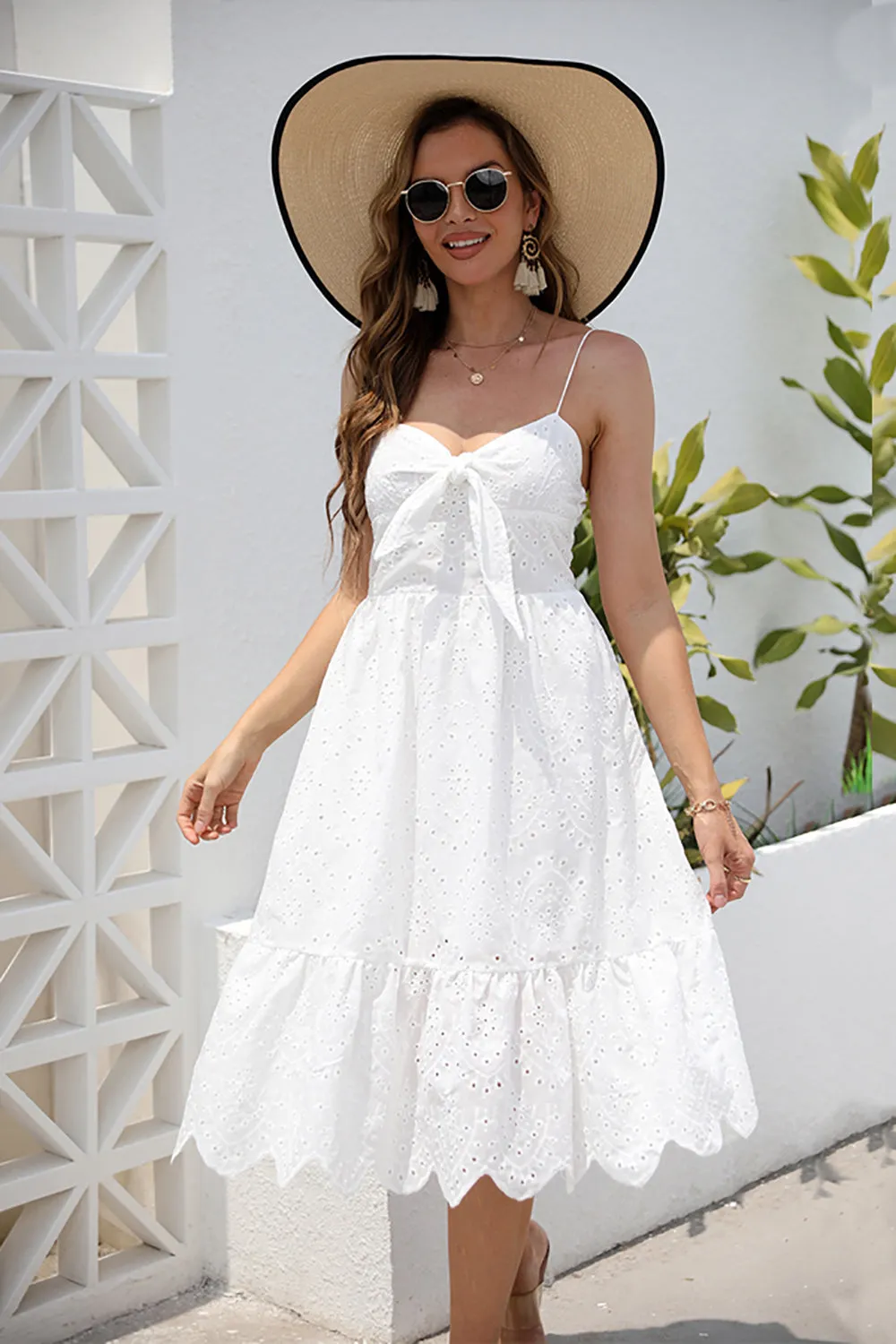 A Line Spaghetti Straps White Summer Dress sold by Zapaka product image thumbnail 3