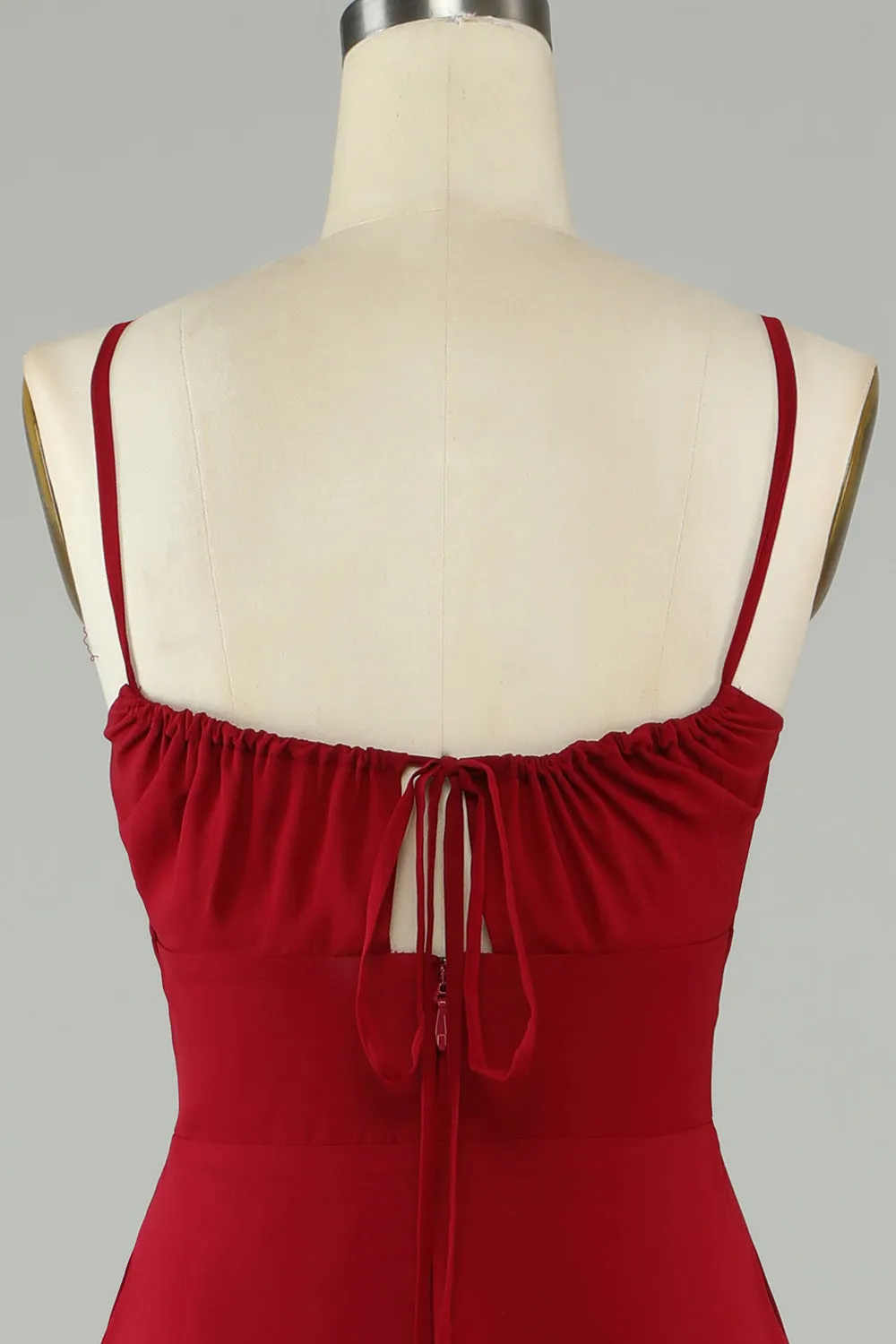 A-Line Spaghetti Straps Burgundy Long Bridesmaid Dress sold by Zapaka product image thumbnail 5