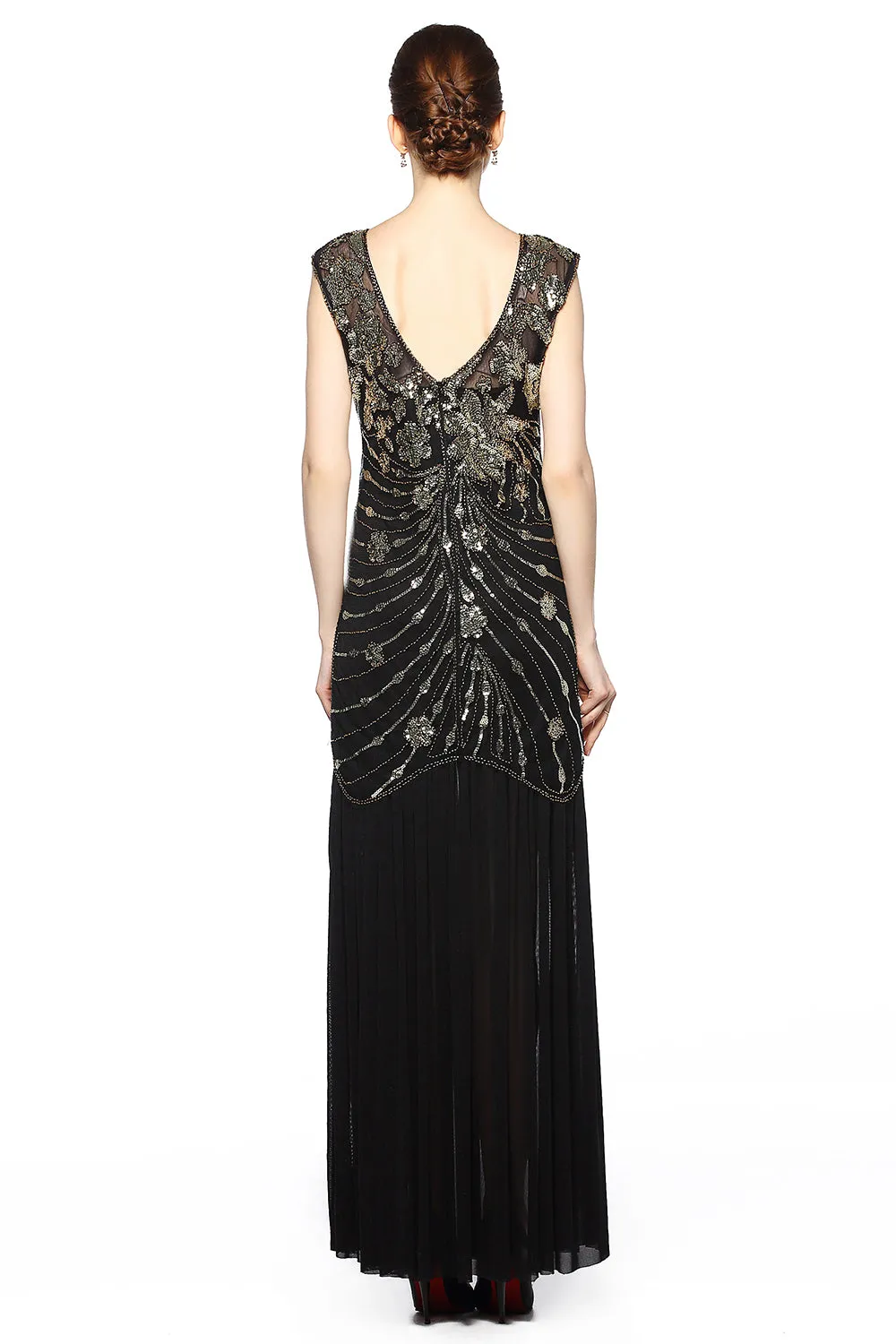 Black Sequin Long 1920s Dress sold by Zapaka product image thumbnail 2