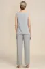 Zapaka Women Grey 3 Piece Mother of the Bride Pant Suits with Lace sold by Zapaka