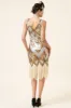 Golden and Silver Sequined Fringes 1920s Gatsby Flapper Dress with 20s Accessories Set sold by Zapaka