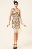 Golden and Silver Sequined Fringes 1920s Gatsby Flapper Dress with 20s Accessories Set sold by Zapaka