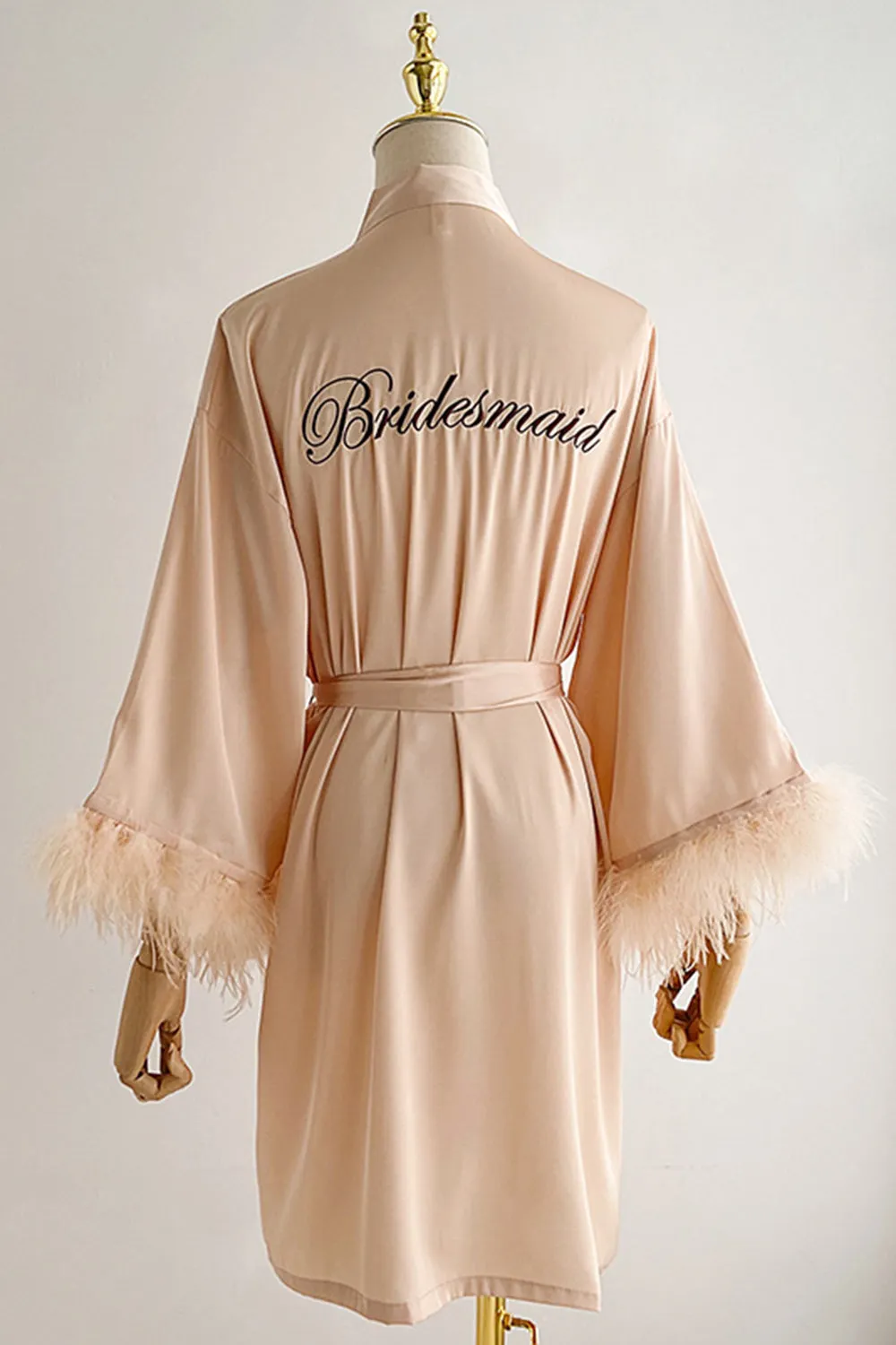 Red Bride Bridesmaid Tea-Length Robe with Feather sold by Zapaka product image thumbnail 3