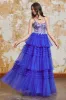 Gorgeous A Line Spaghetti Straps Royal Blue Long Prom Dress with Ruffles Appliques sold by Zapaka