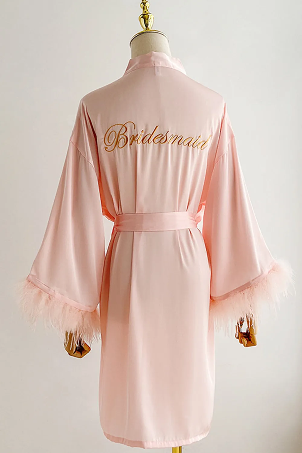 Red Bride Bridesmaid Tea-Length Robe with Feather sold by Zapaka product image thumbnail 4